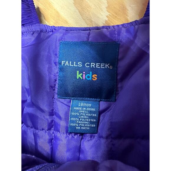 Falls Creek Kids 18 Mos Purple Bibbed Snow Pants - Picture 2 of 6